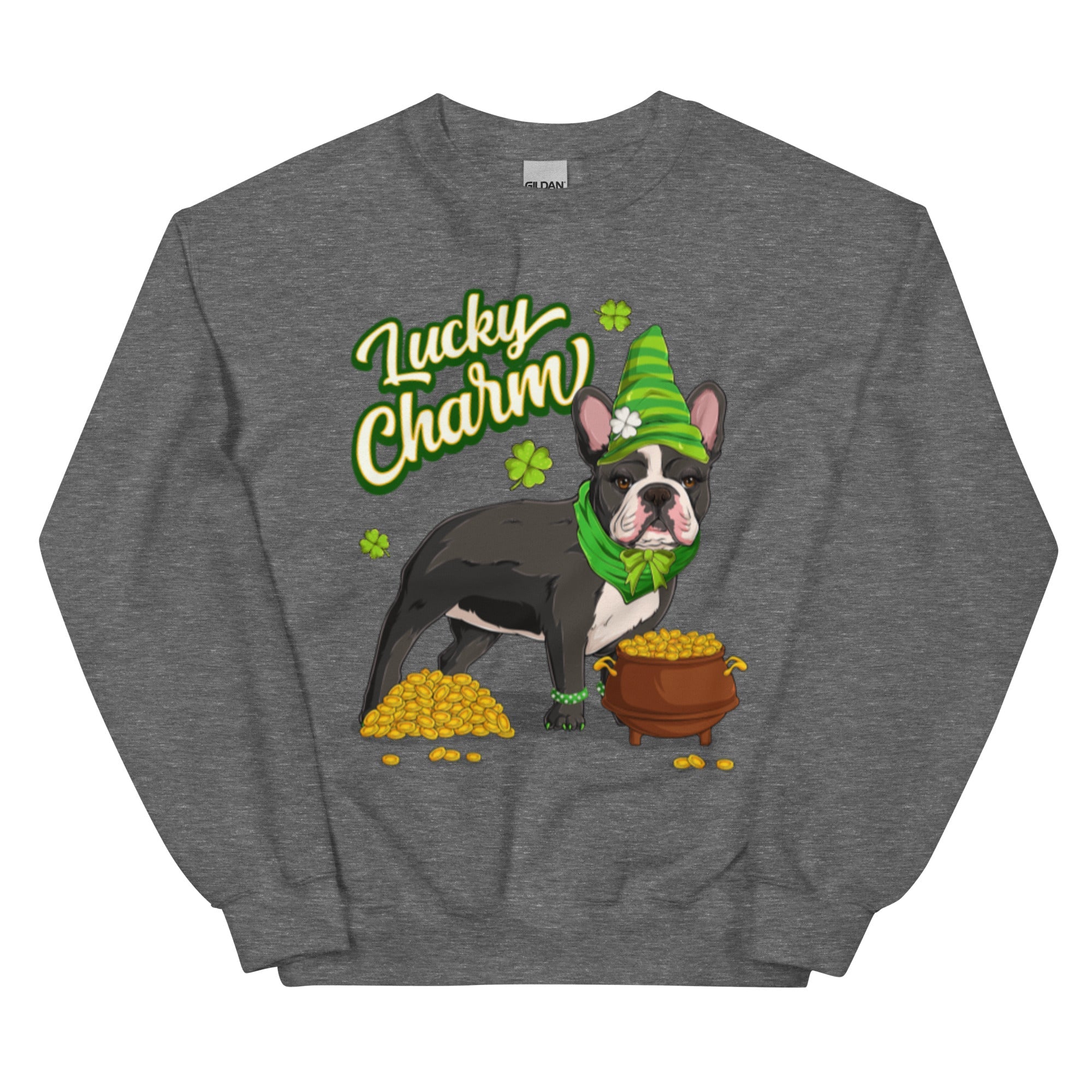 "Lucky Charm" Female Frenchie Sweatshirt | B&W Colored