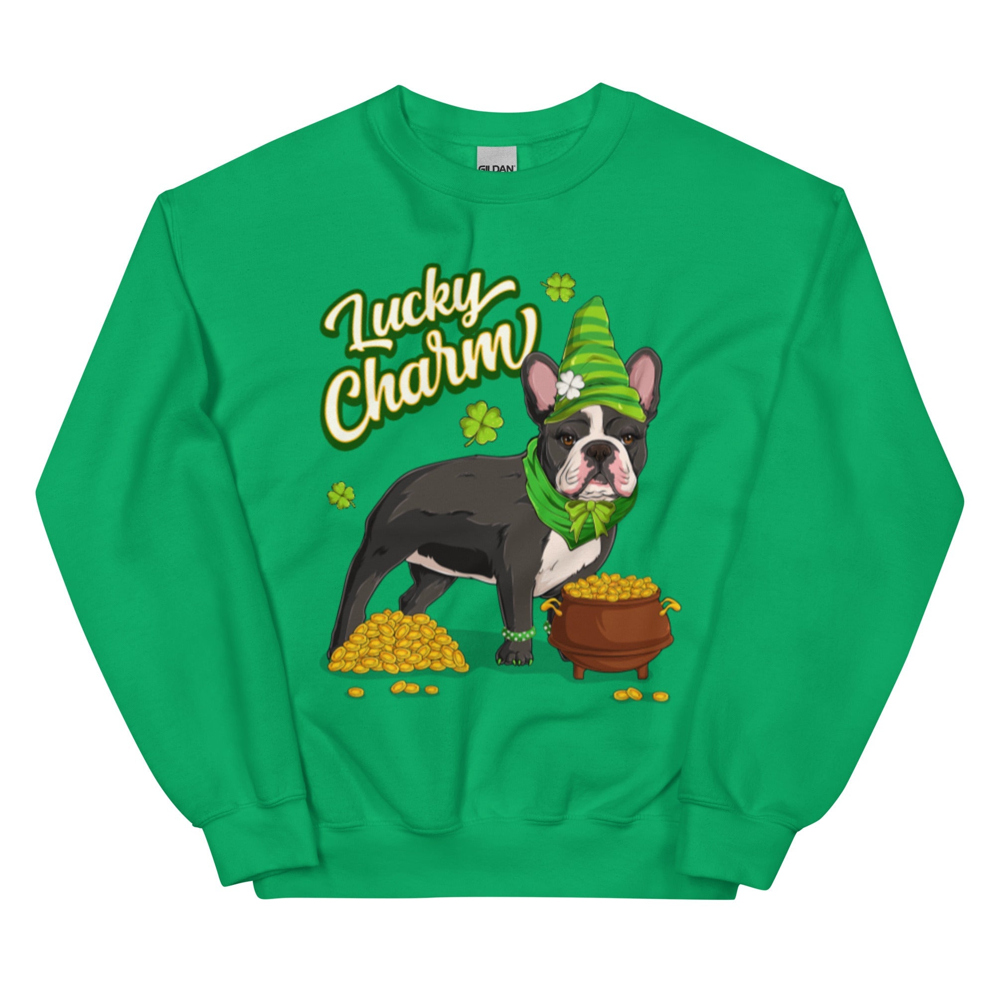 "Lucky Charm" Female Frenchie Sweatshirt | B&W Colored