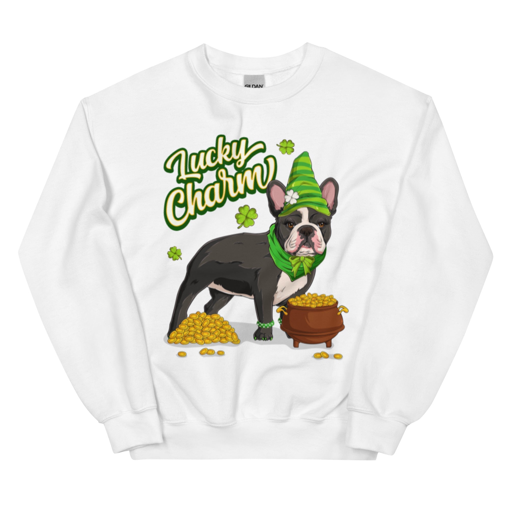 "Lucky Charm" Female Frenchie Sweatshirt | B&W Colored