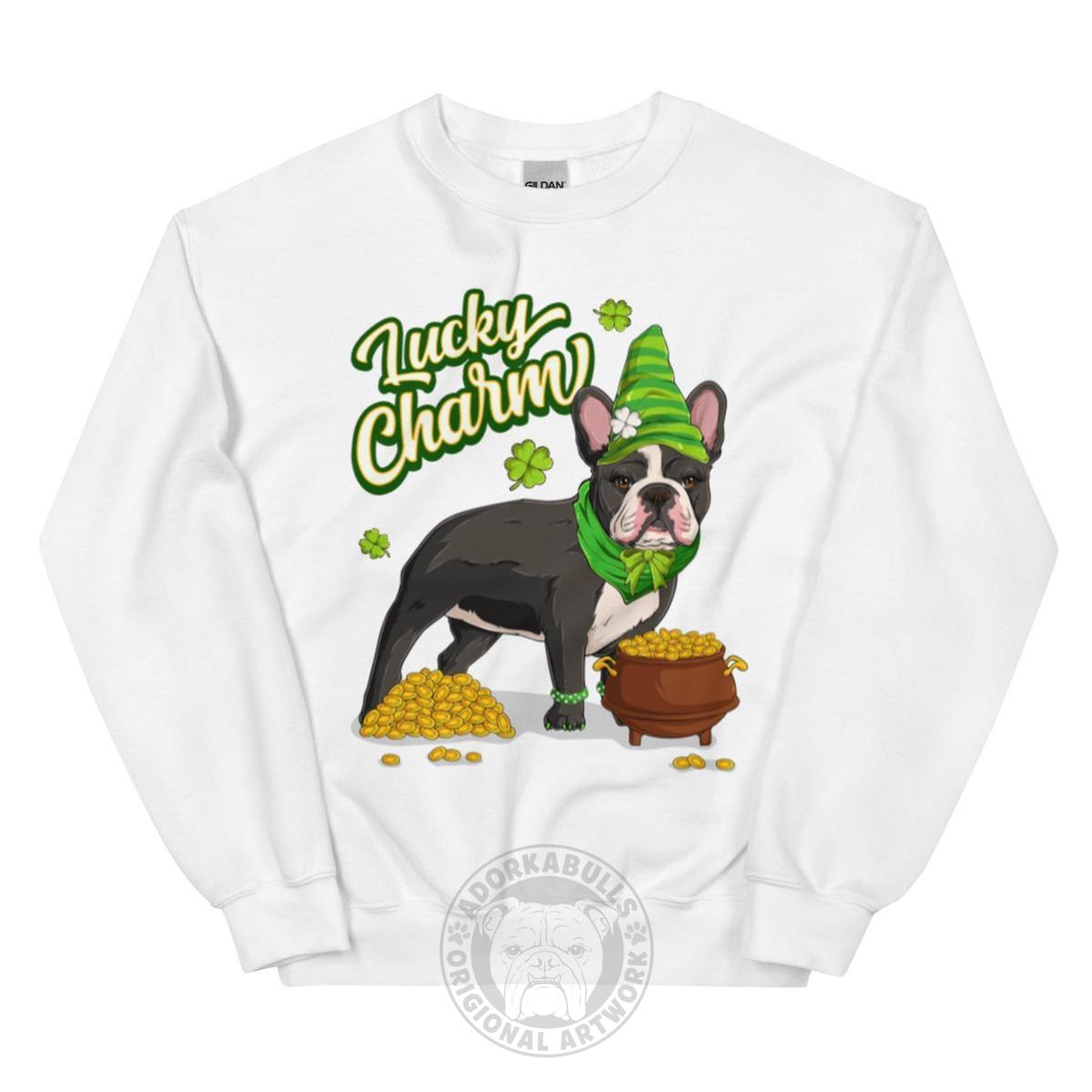 "Lucky Charm" Female Frenchie Sweatshirt | B&W Colored
