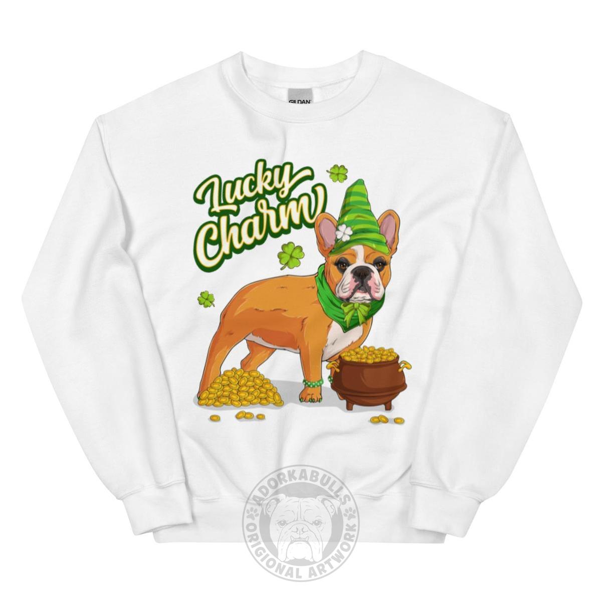 "Lucky Charm" Female Frenchie Sweatshirt | Red & White Colored