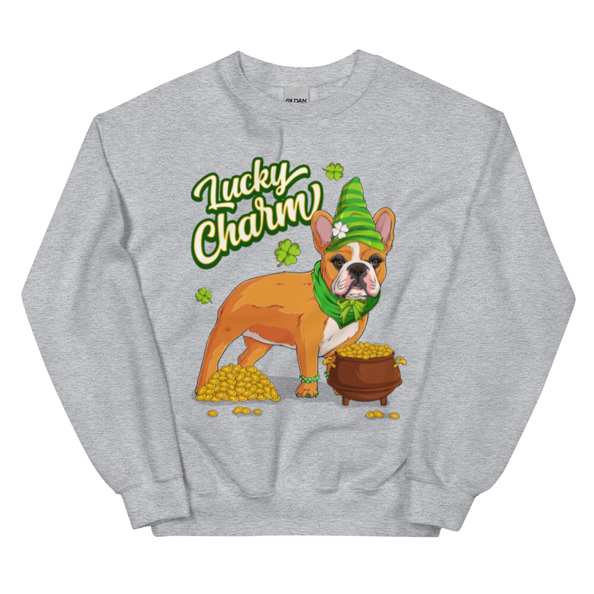 "Lucky Charm" Female Frenchie Sweatshirt | Red & White Colored