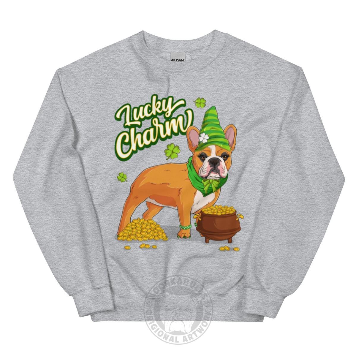 "Lucky Charm" Female Frenchie Sweatshirt | Red & White Colored