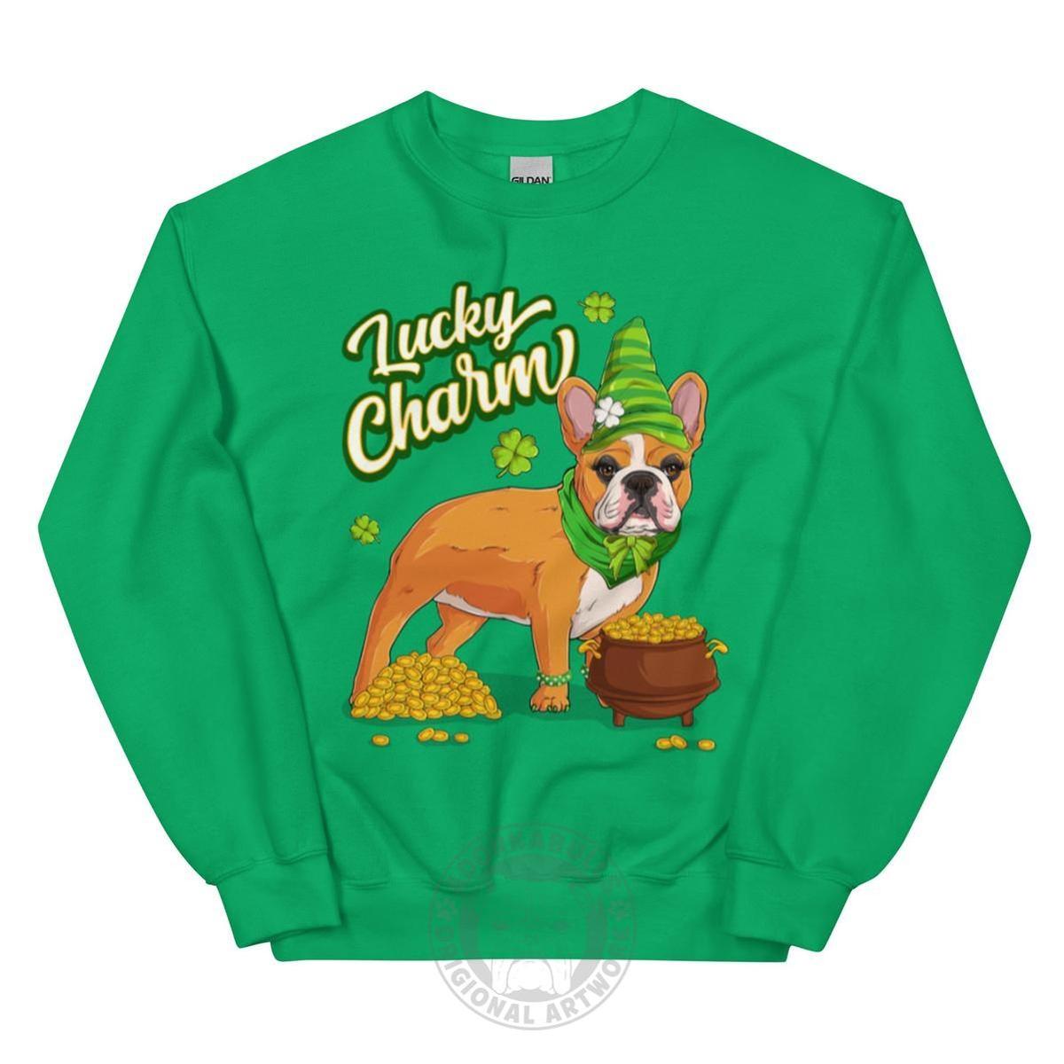 "Lucky Charm" Female Frenchie Sweatshirt | Red & White Colored