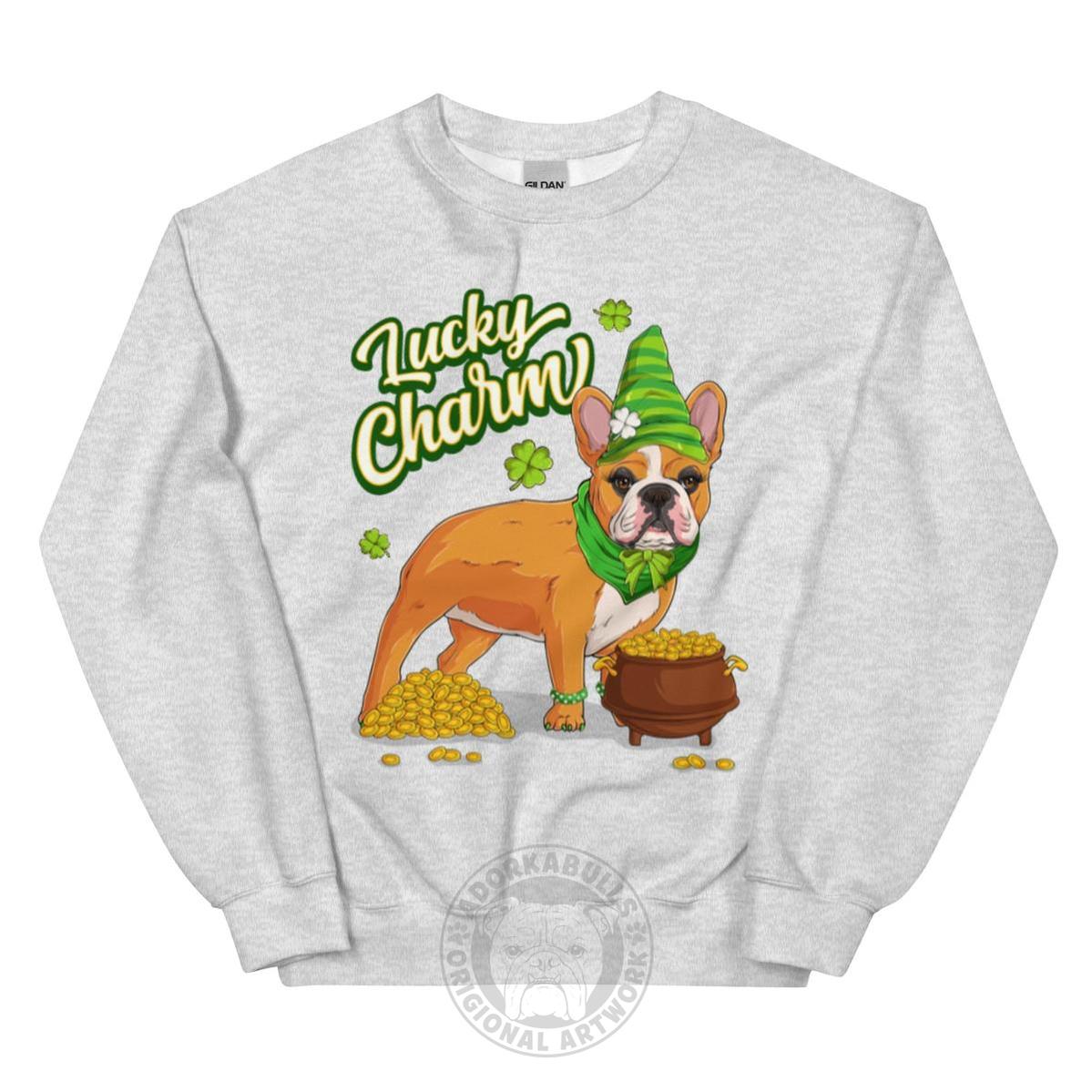 "Lucky Charm" Female Frenchie Sweatshirt | Red & White Colored