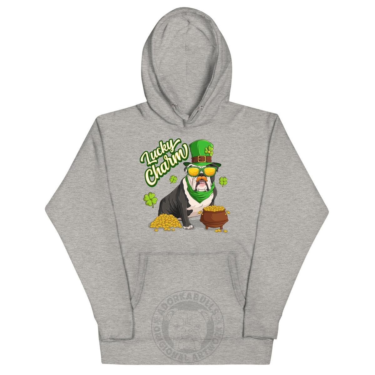 "Lucky Charm" Male Bulldog Hoodie | B&W Colored