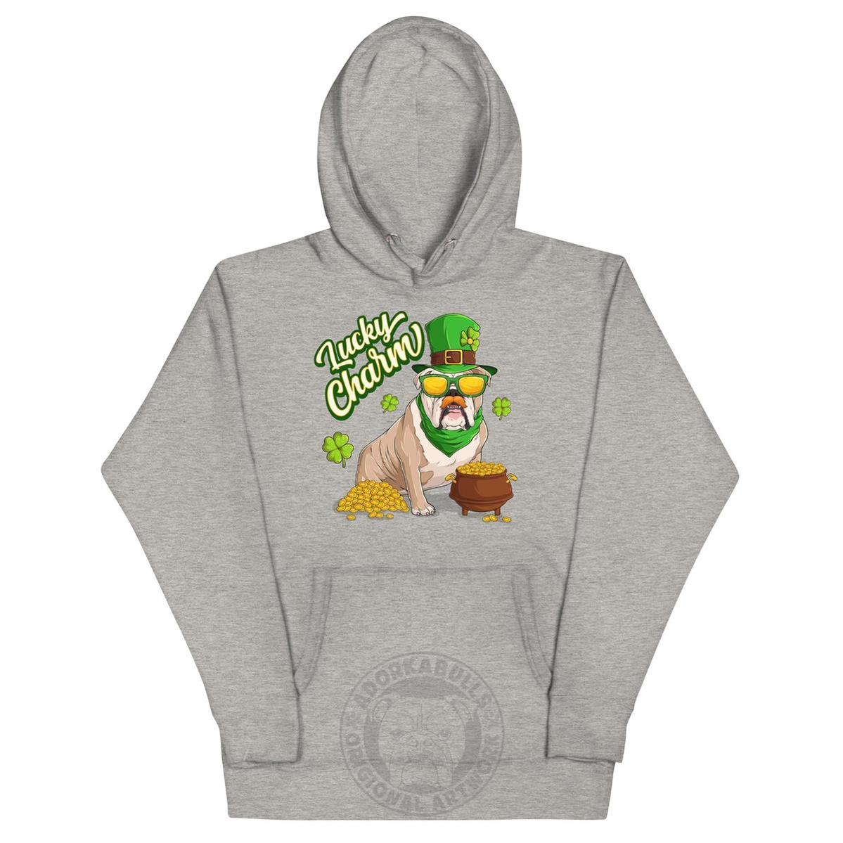 "Lucky Charm" Male Bulldog Hoodie | Fawn & White Colored
