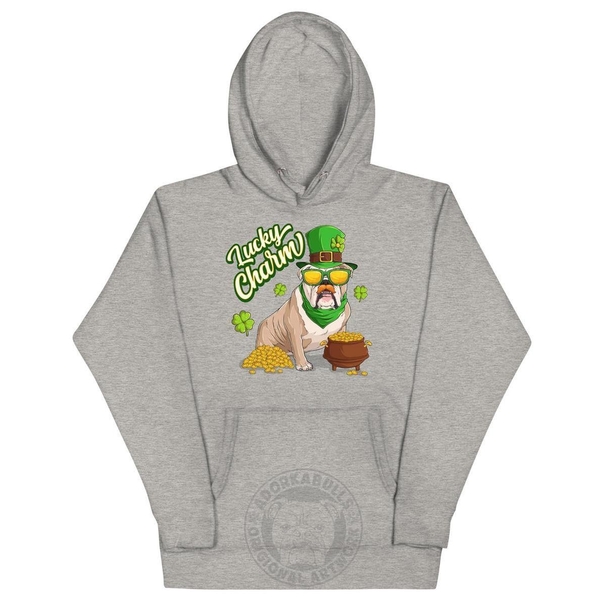 "Lucky Charm" Male Bulldog Hoodie | Fawn & White Colored
