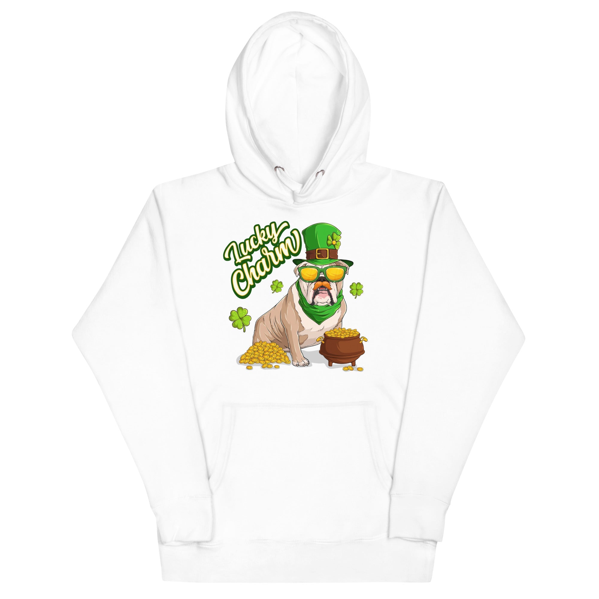 "Lucky Charm" Male Bulldog Hoodie | Fawn & White Colored