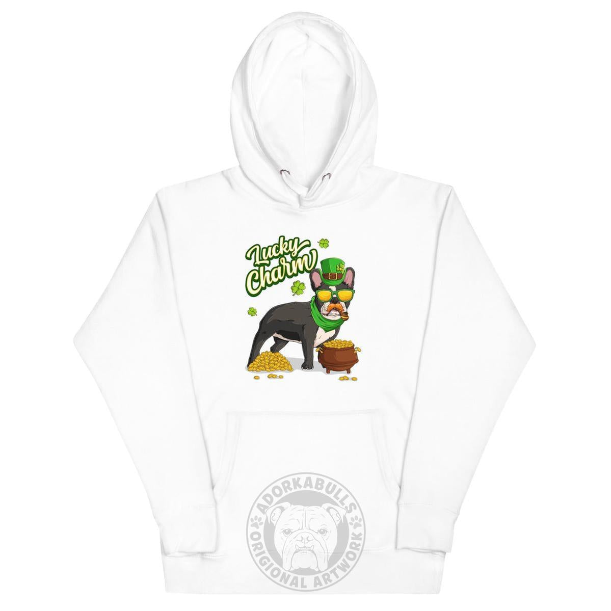 "Lucky Charm" Male Frenchie Hoodie | B&W Colored