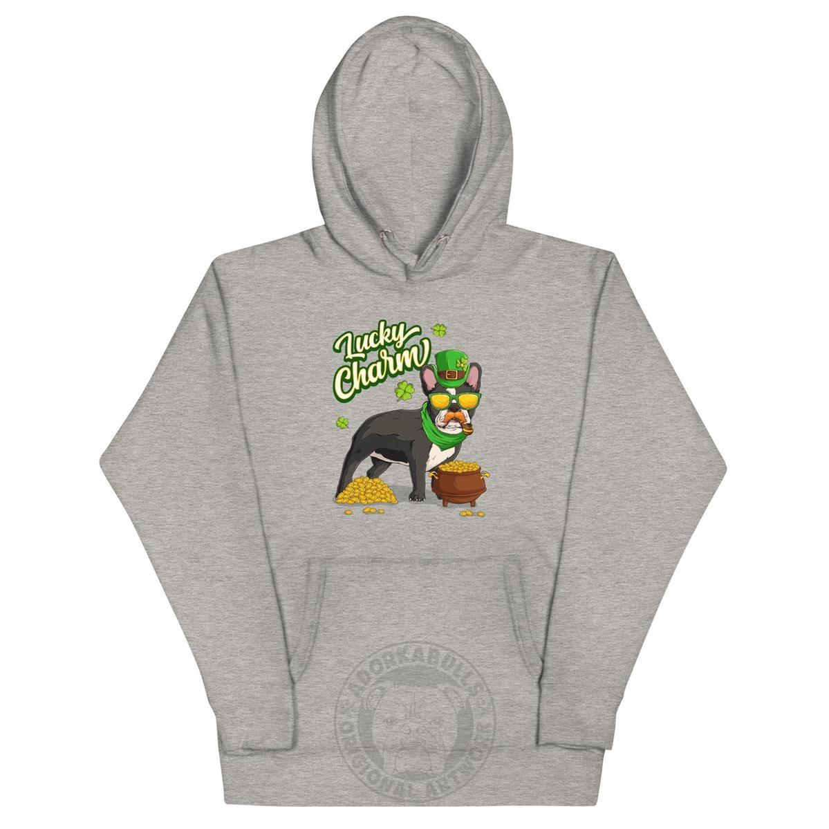 "Lucky Charm" Male Frenchie Hoodie | B&W Colored