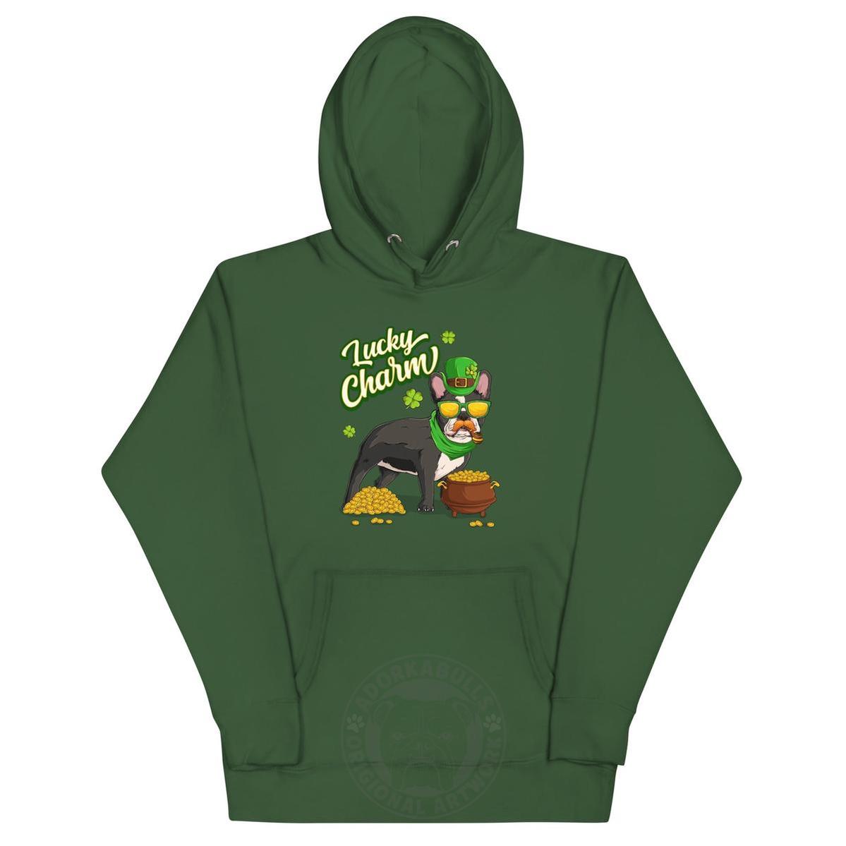 "Lucky Charm" Male Frenchie Hoodie | B&W Colored