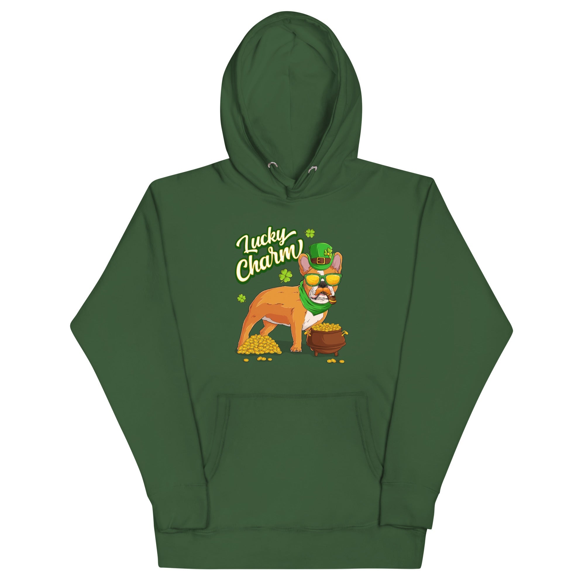 "Lucky Charm" Male Frenchie Hoodie | Red & White Colored
