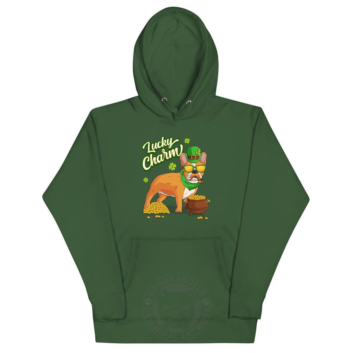 "Lucky Charm" Male Frenchie Hoodie | Red & White Colored