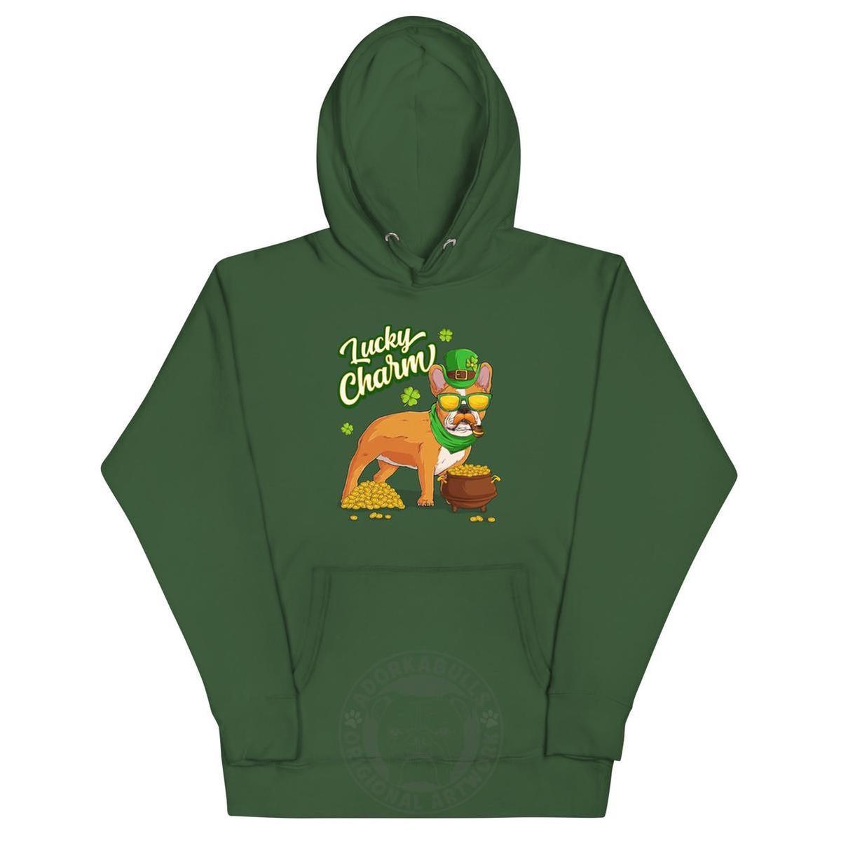"Lucky Charm" Male Frenchie Hoodie | Red & White Colored