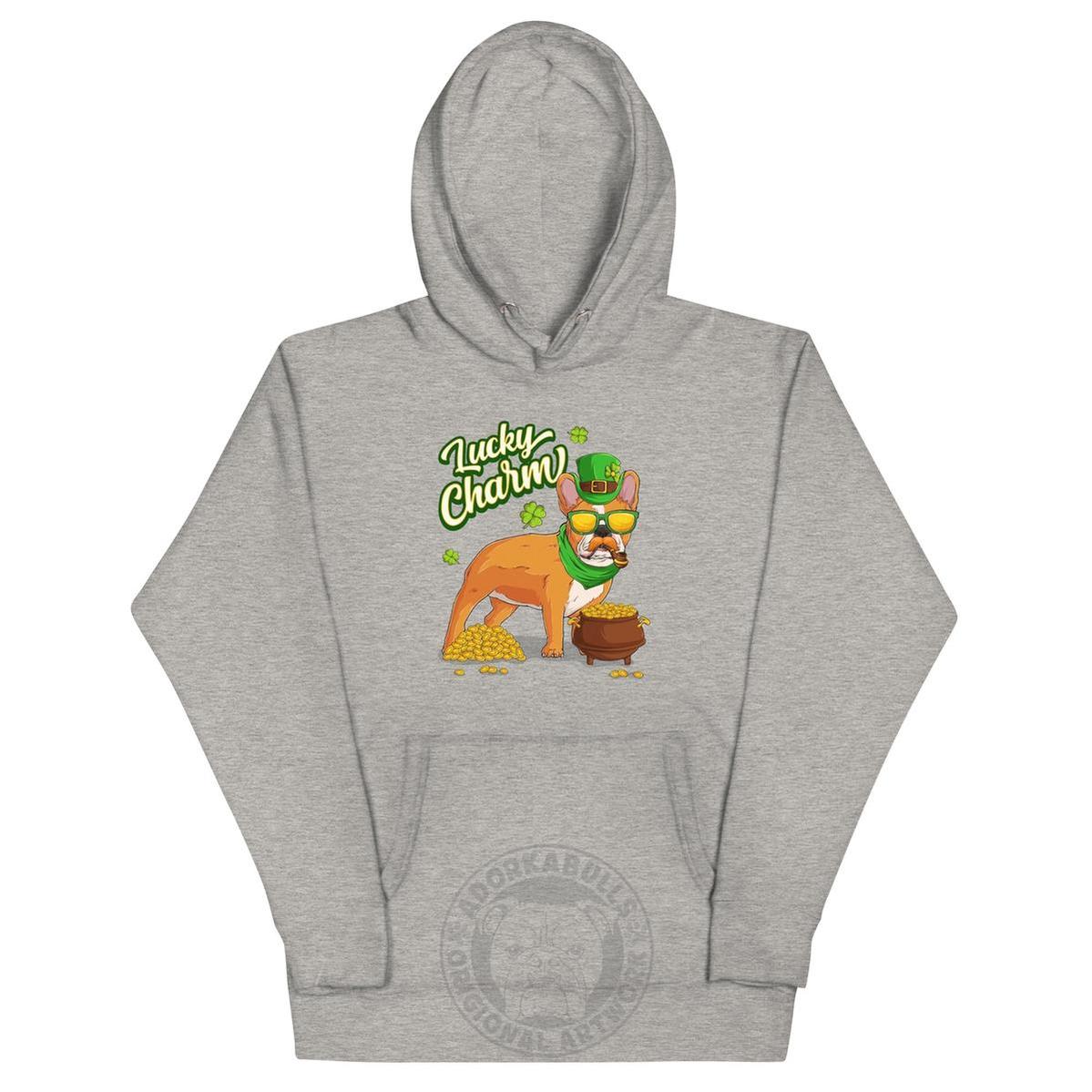 "Lucky Charm" Male Frenchie Hoodie | Red & White Colored
