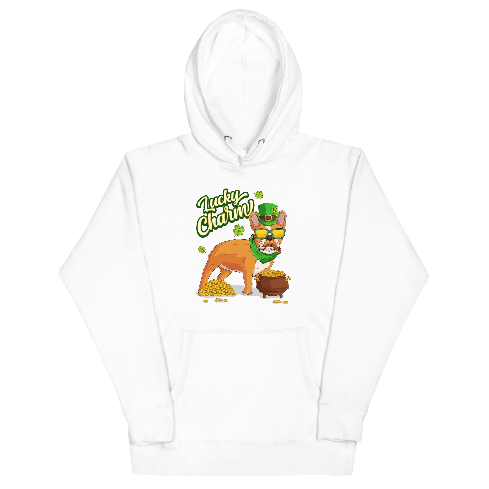 "Lucky Charm" Male Frenchie Hoodie | Red & White Colored