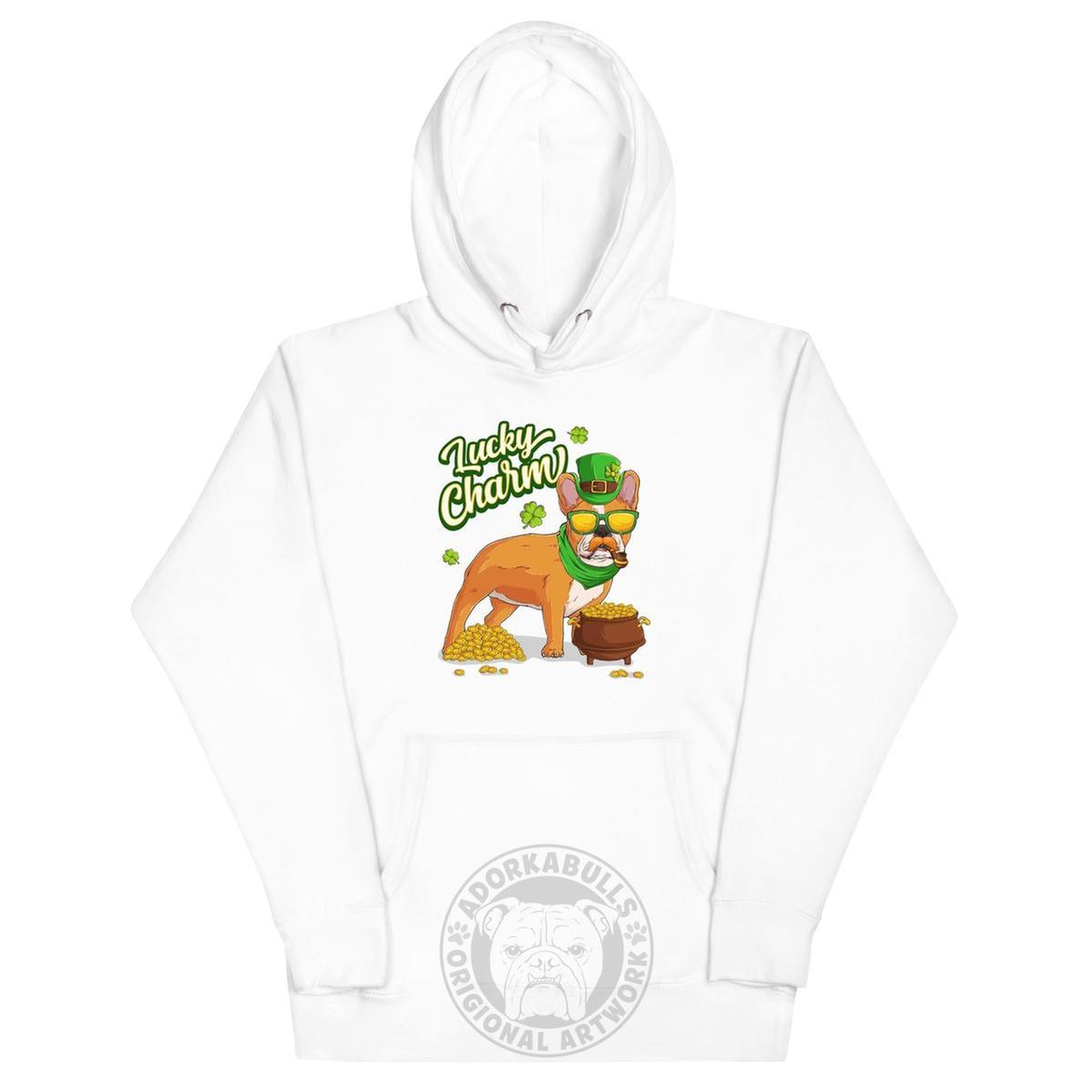 "Lucky Charm" Male Frenchie Hoodie | Red & White Colored