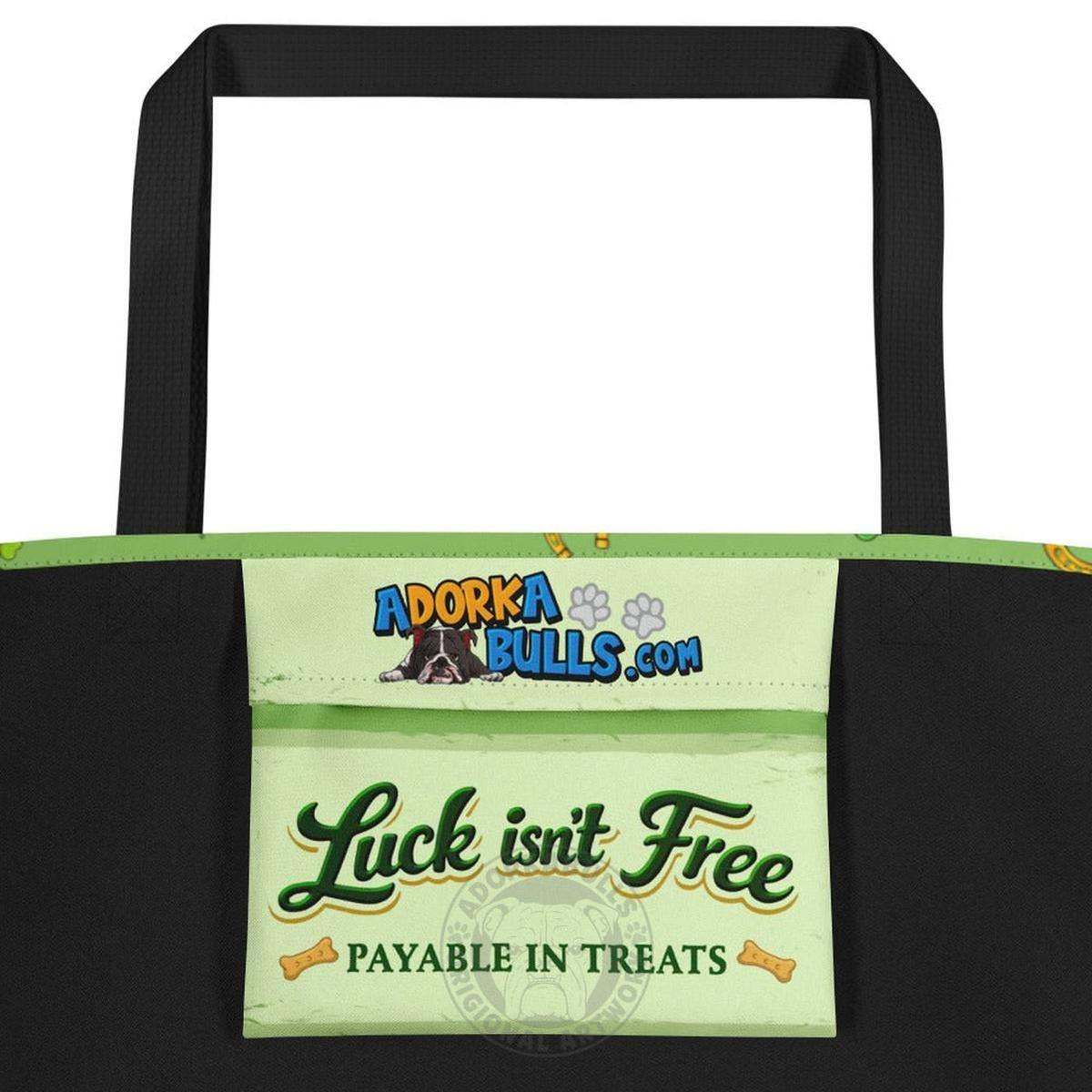 "Lucky Charm" Male Frenchie Large Tote Bag with Pocket | B&W Colored