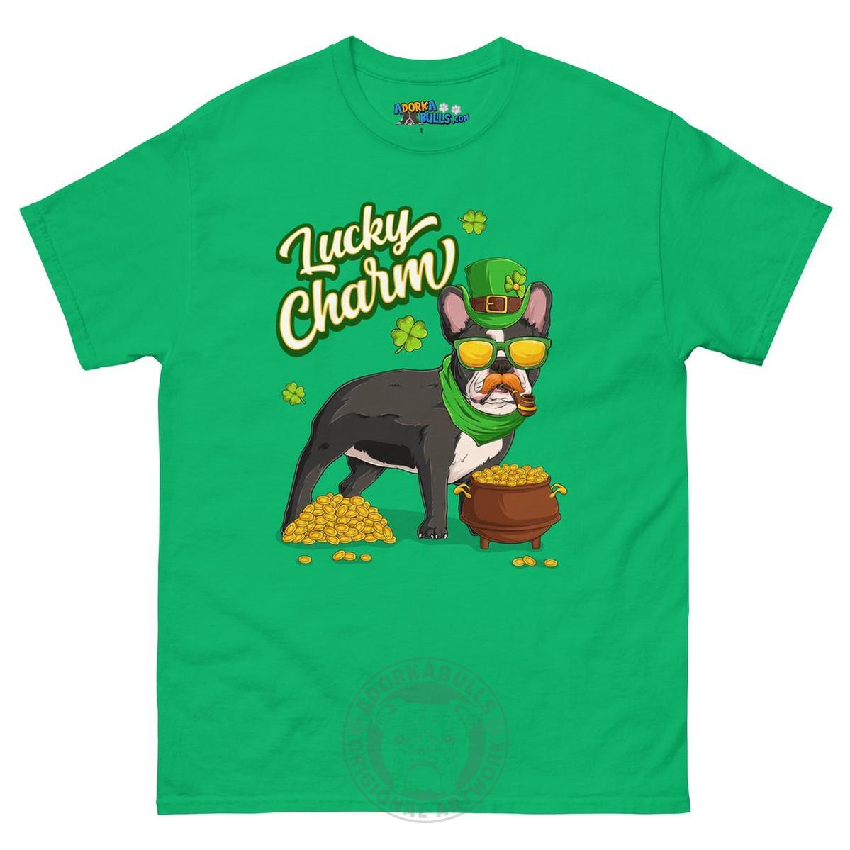 "Lucky Charm" Male Frenchie Men’s T-Shirt | B&W Colored
