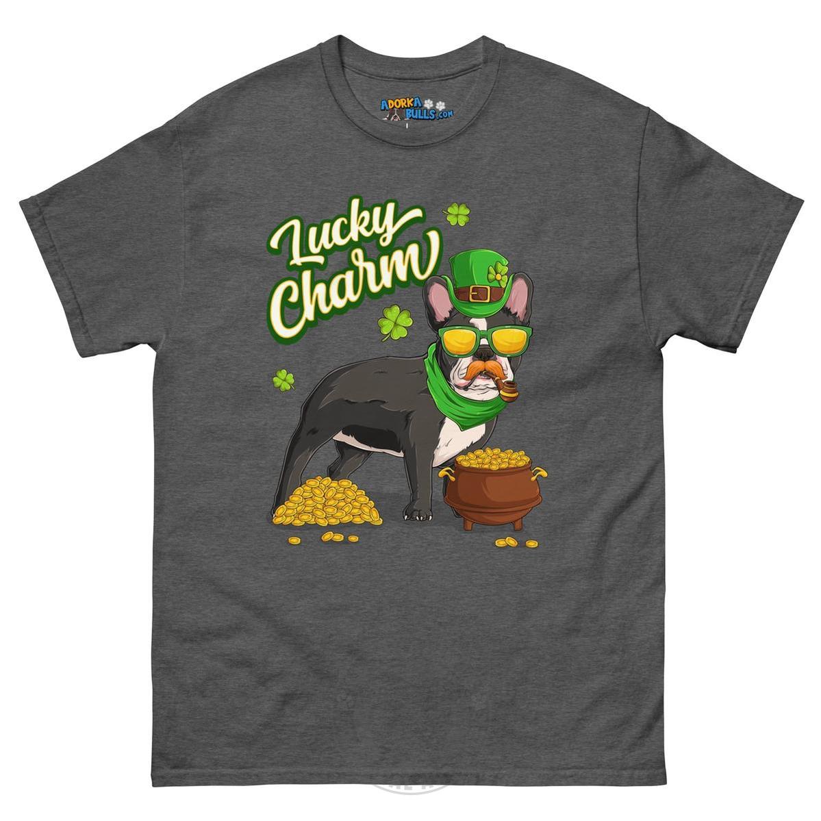 "Lucky Charm" Male Frenchie Men’s T-Shirt | B&W Colored