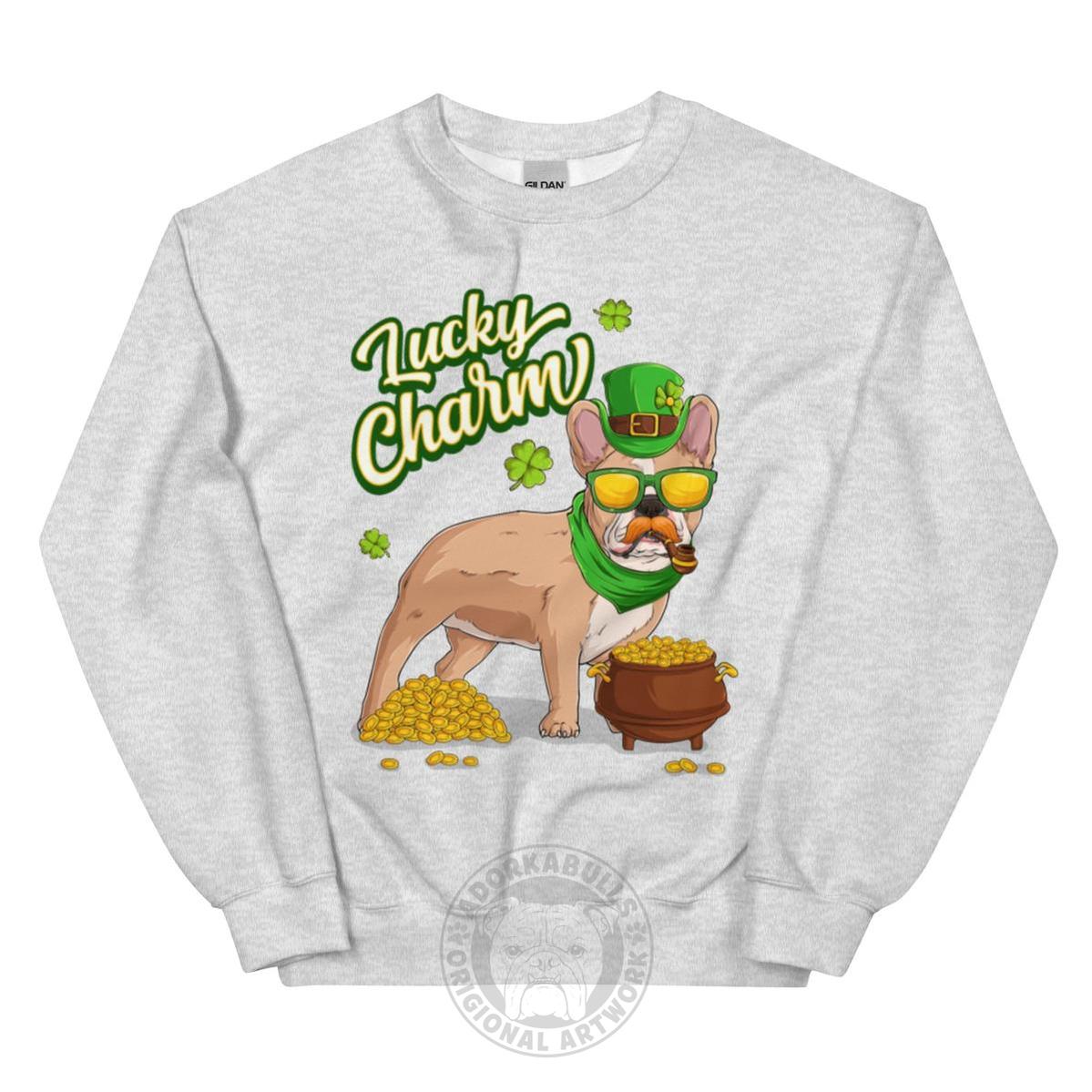 "Lucky Charm" Male Frenchie Sweatshirt | Fawn & White Colored