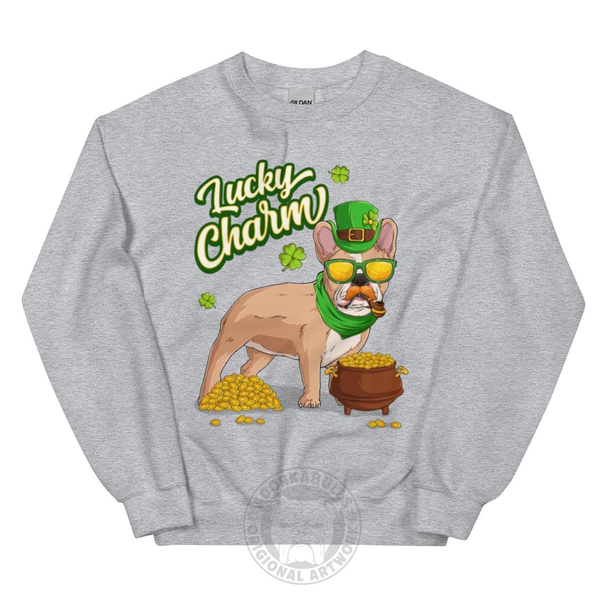 "Lucky Charm" Male Frenchie Sweatshirt | Fawn & White Colored