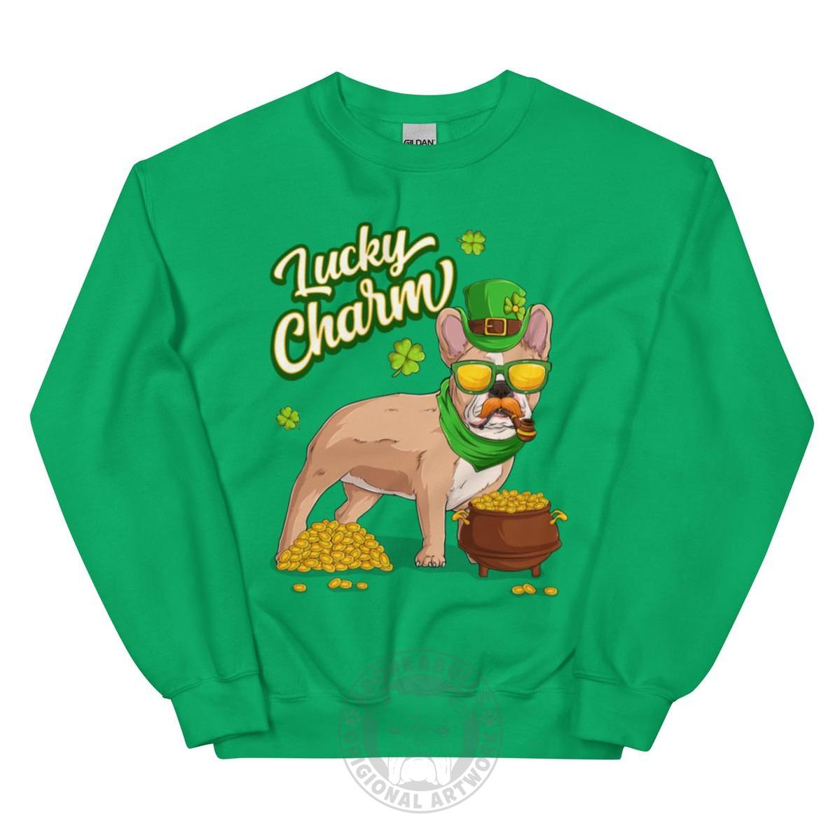 "Lucky Charm" Male Frenchie Sweatshirt | Fawn & White Colored