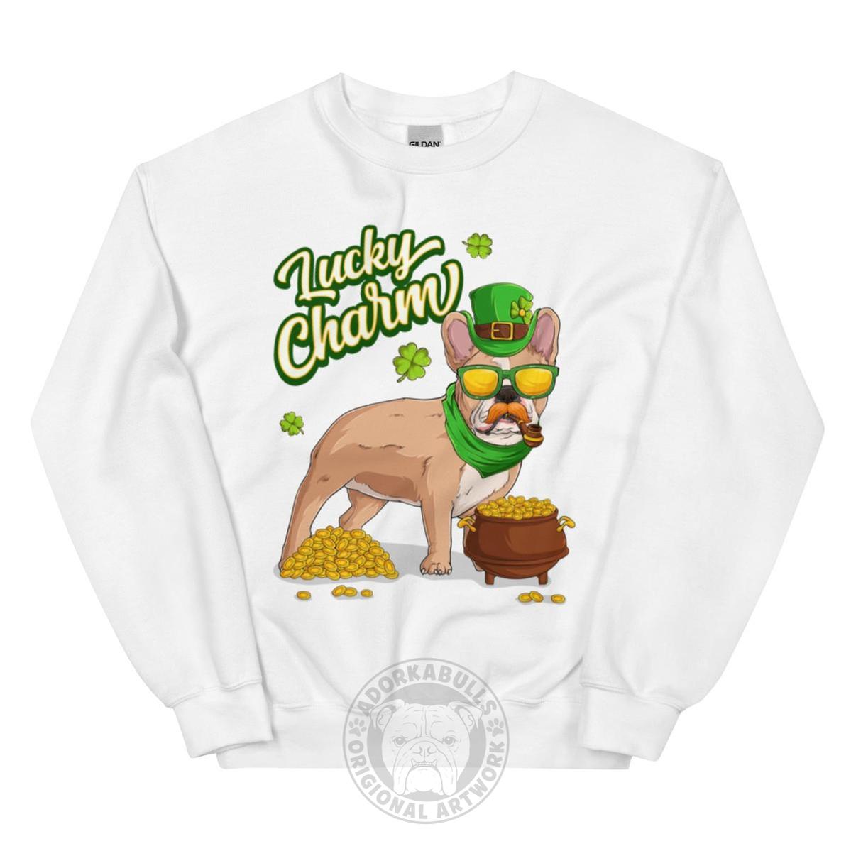 "Lucky Charm" Male Frenchie Sweatshirt | Fawn & White Colored