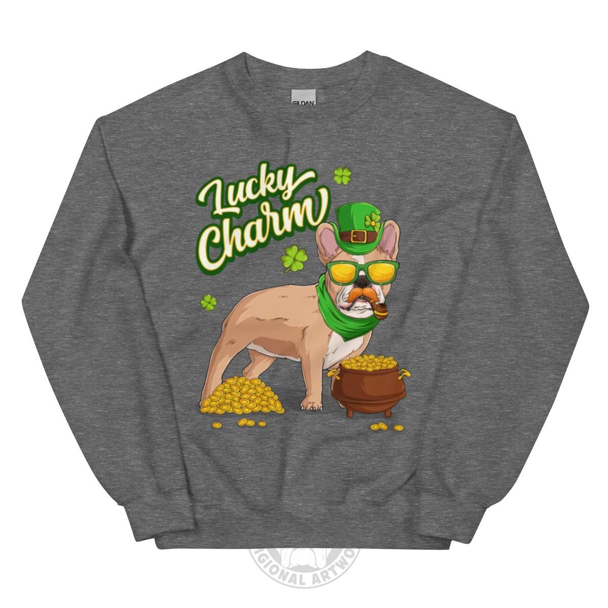 "Lucky Charm" Male Frenchie Sweatshirt | Fawn & White Colored