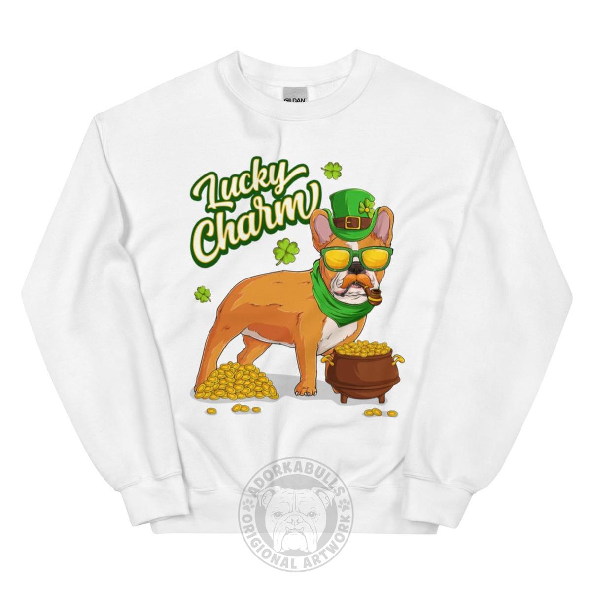"Lucky Charm" Male Frenchie Sweatshirt | Red & White Colored