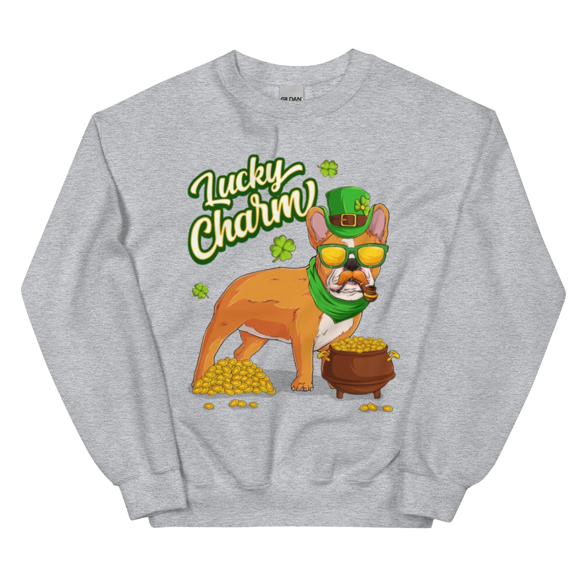 "Lucky Charm" Male Frenchie Sweatshirt | Red & White Colored