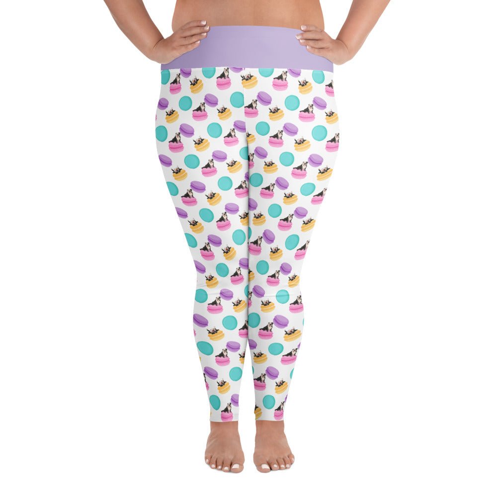 Macaroons & Bullies Plus Size Leggings | Black & White Colored