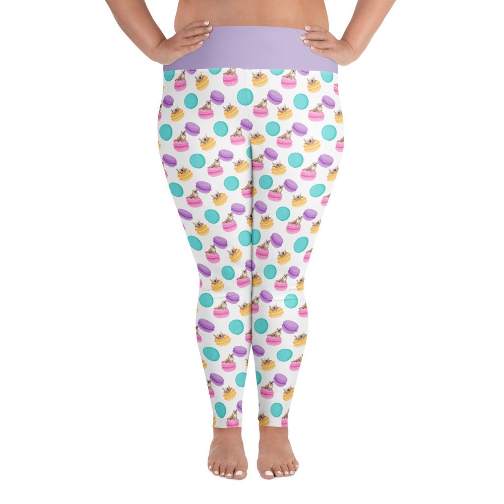 Macaroons & Bullies Plus Size Leggings | Fawn & White Colored