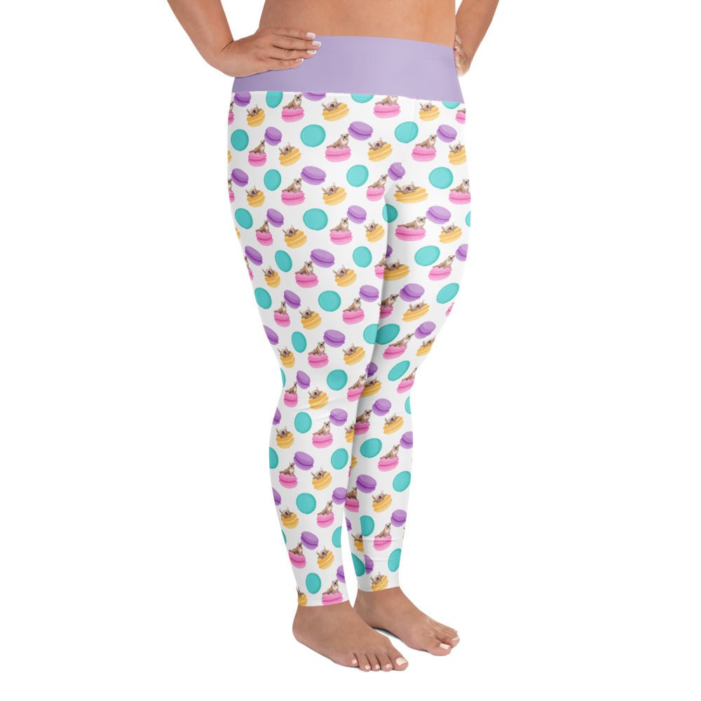 Macaroons & Bullies Plus Size Leggings | Fawn & White Colored