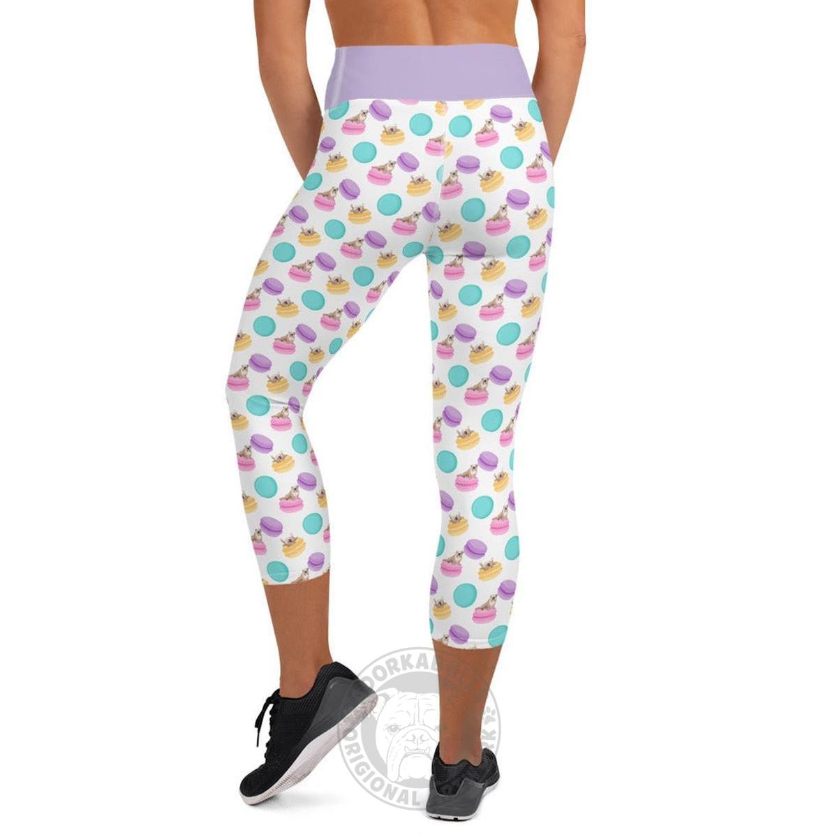 Macaroons & Bullies Yoga Capri Leggings | Fawn & White Colored