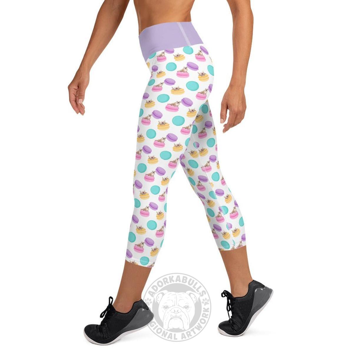Macaroons & Bullies Yoga Capri Leggings | Fawn & White Colored