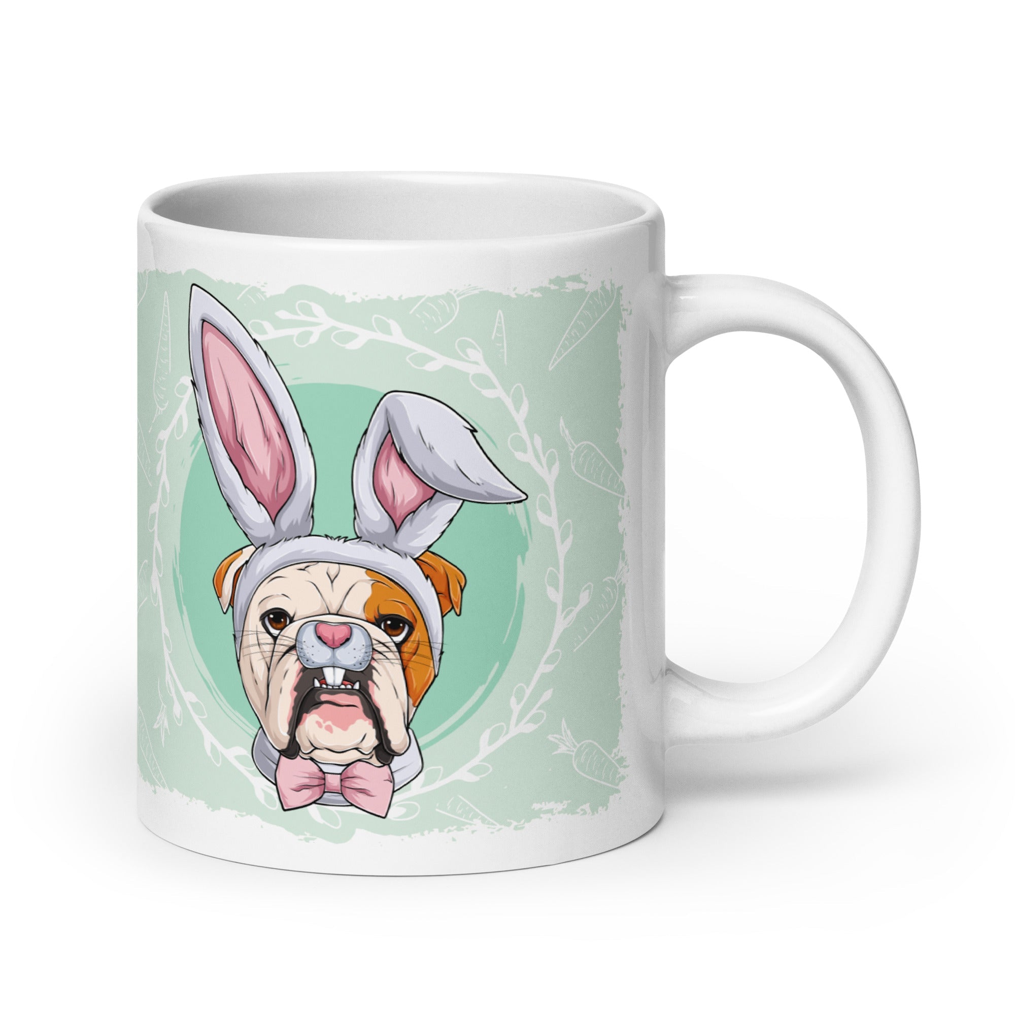 Male Easter Bulldog Mug (20oz) | Red & White Colored