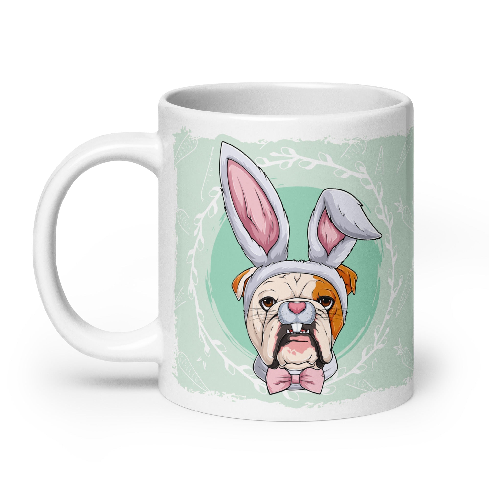 Male Easter Bulldog Mug (20oz) | Red & White Colored