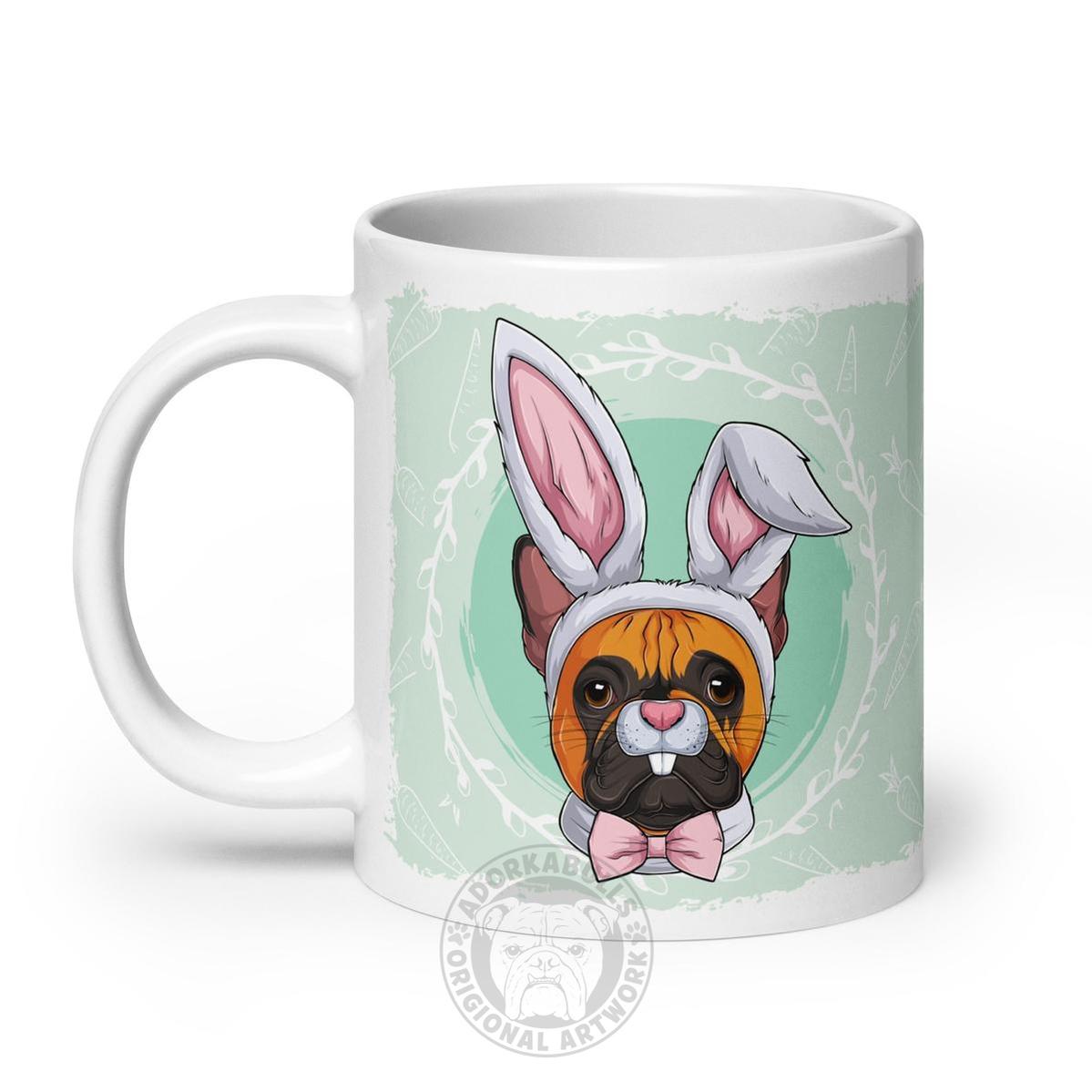 Male Easter Frenchie Mug (20oz) | Red & White Colored