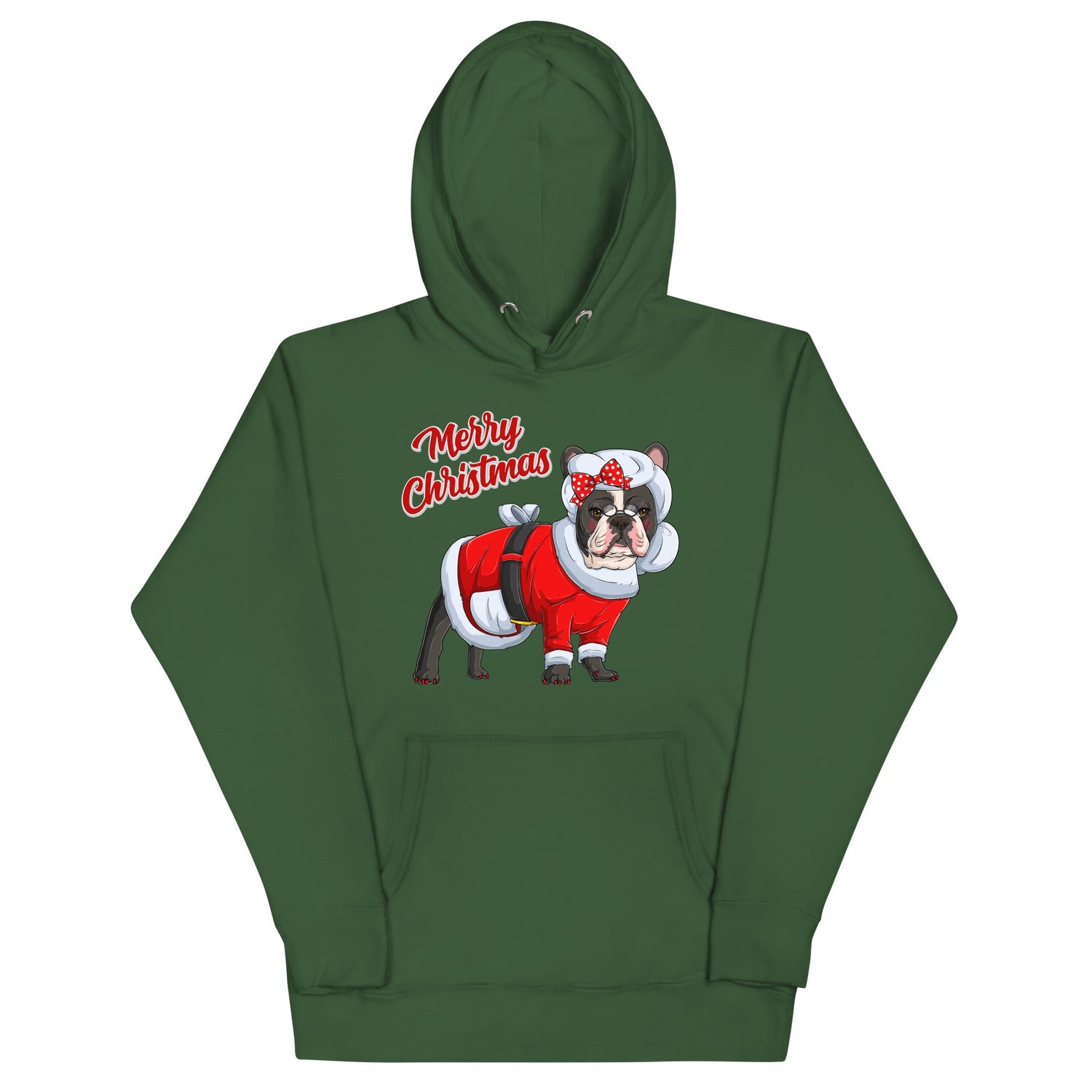 "Merry Christmas" Mrs. Claus Frenchie Unisex Hoodie | B&W Colored