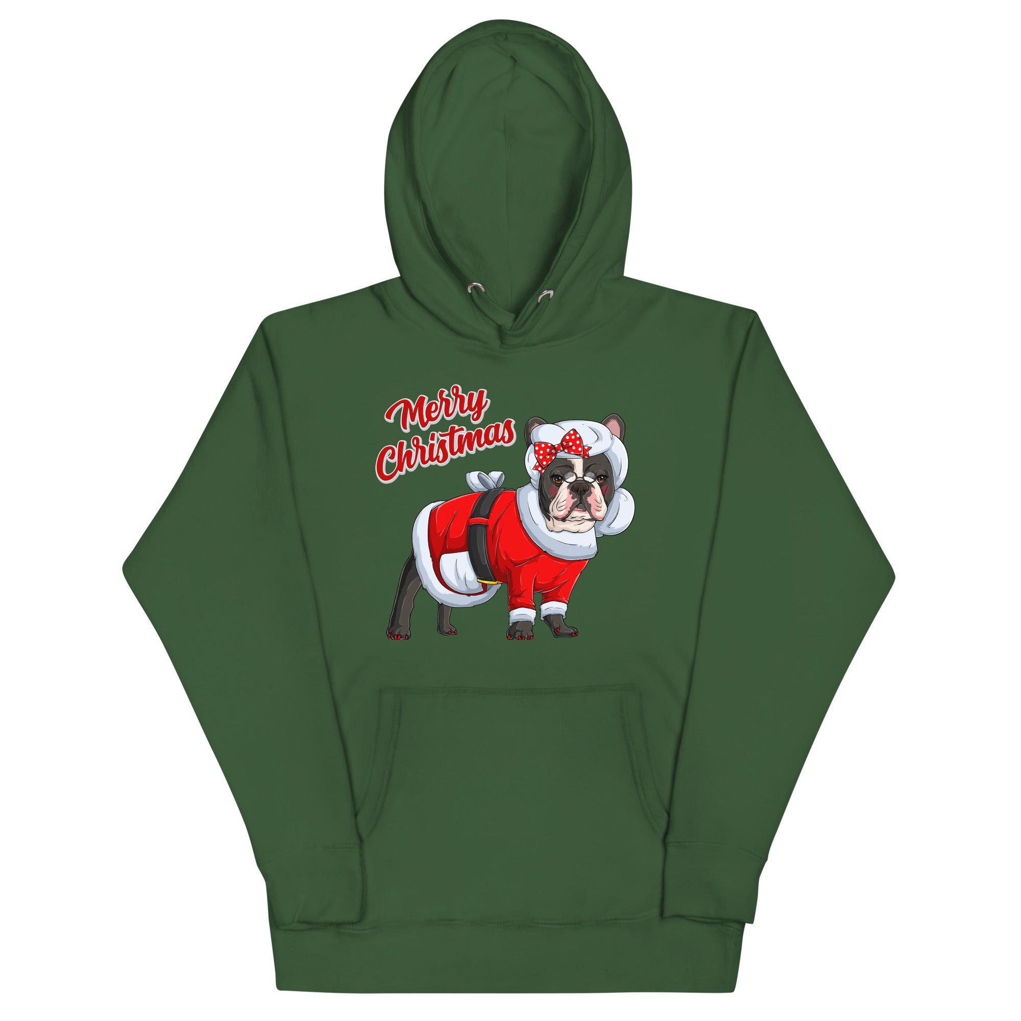 "Merry Christmas" Mrs. Claus Frenchie Unisex Hoodie | B&W Colored