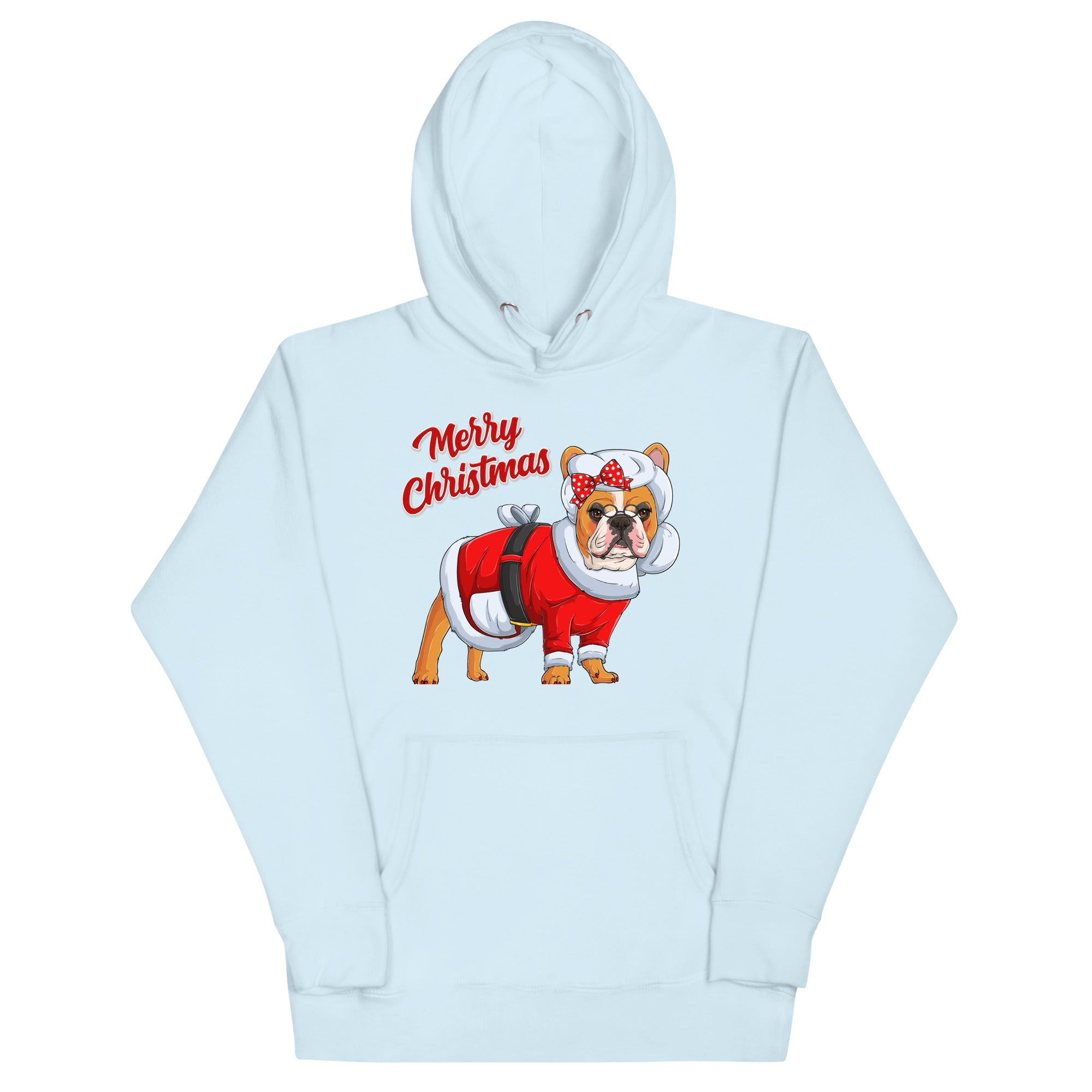 "Merry Christmas" Mrs. Claus Frenchie Unisex Hoodie | Red & White Colored