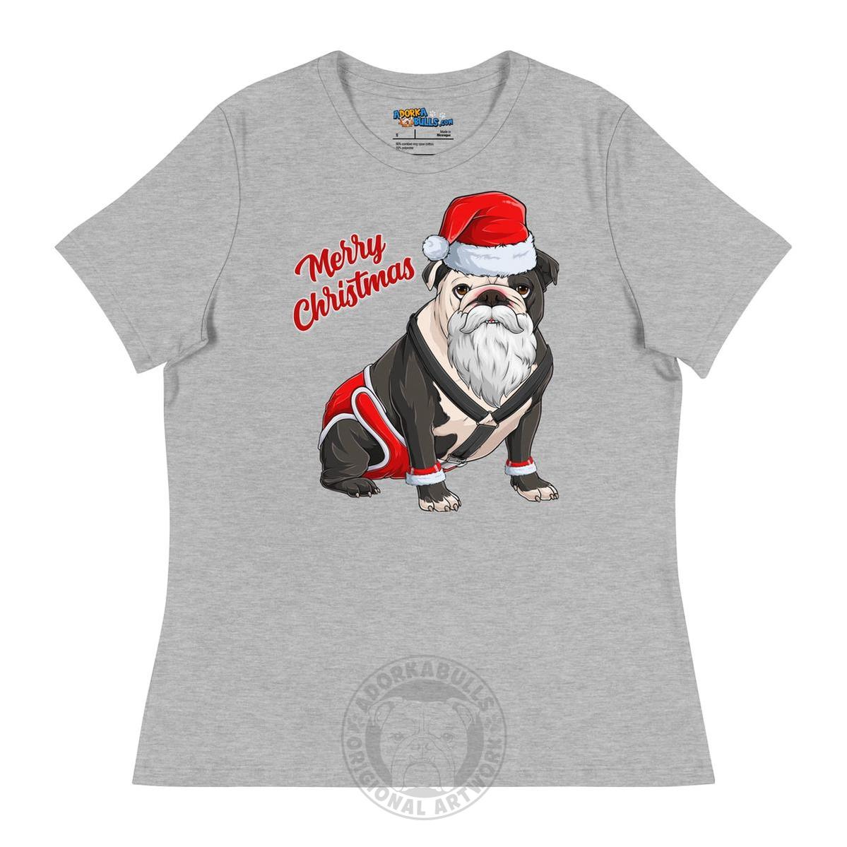 "Merry Christmas" Santa Bulldog Women&