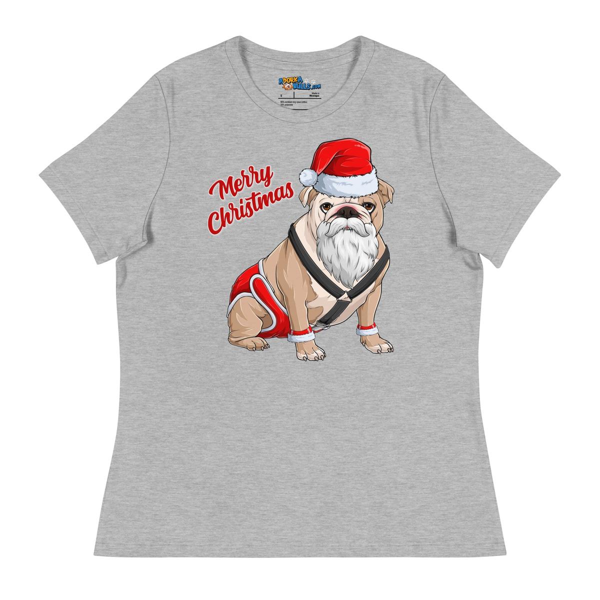 "Merry Christmas" Santa Bulldog Women&