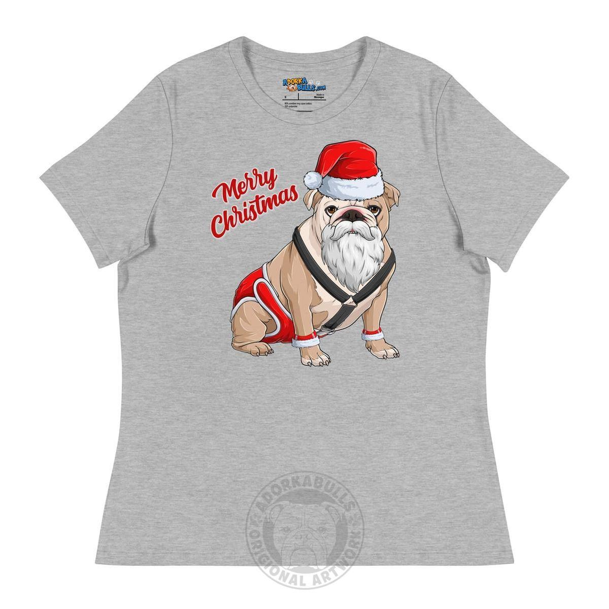 "Merry Christmas" Santa Bulldog Women&