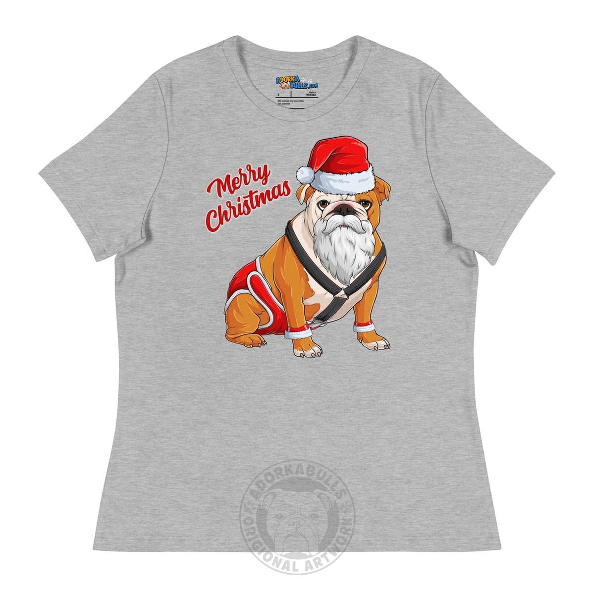 "Merry Christmas" Santa Bulldog Women&