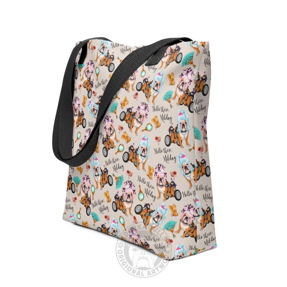 "Milady" English Bulldog in Wheelchair Tote Bag