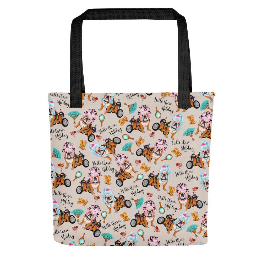 "Milady" English Bulldog in Wheelchair Tote Bag