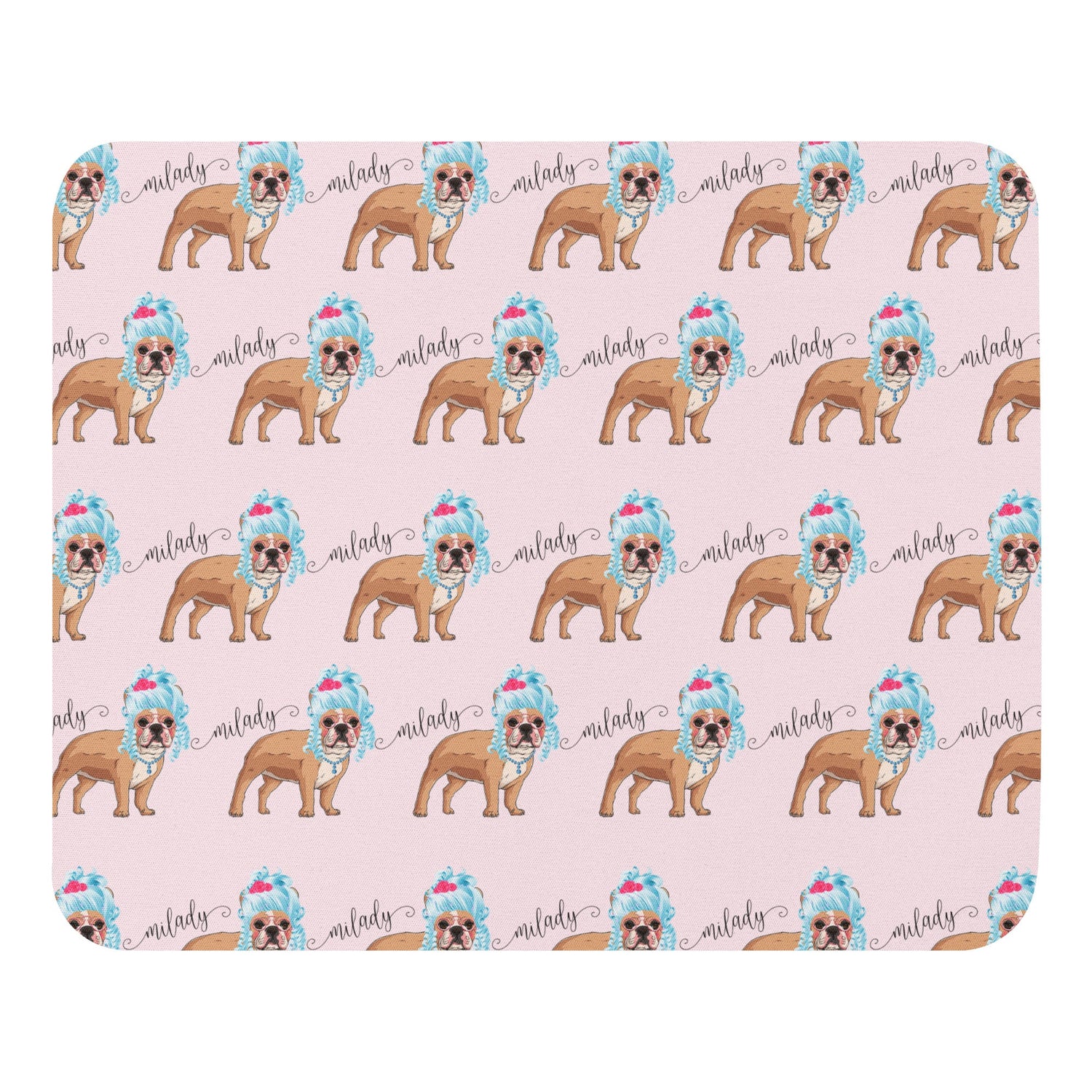 "Milady" Mouse Pad | Fawn & White Colored French Bulldog with Blue Hair